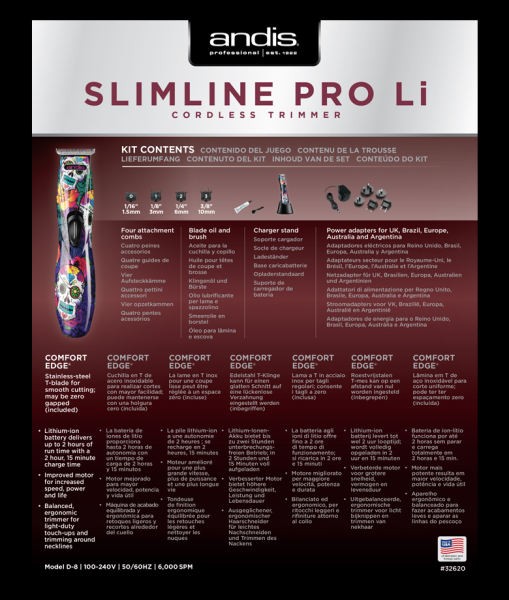 Andis Slimline Pro Li T-Blade - Skull Design 5