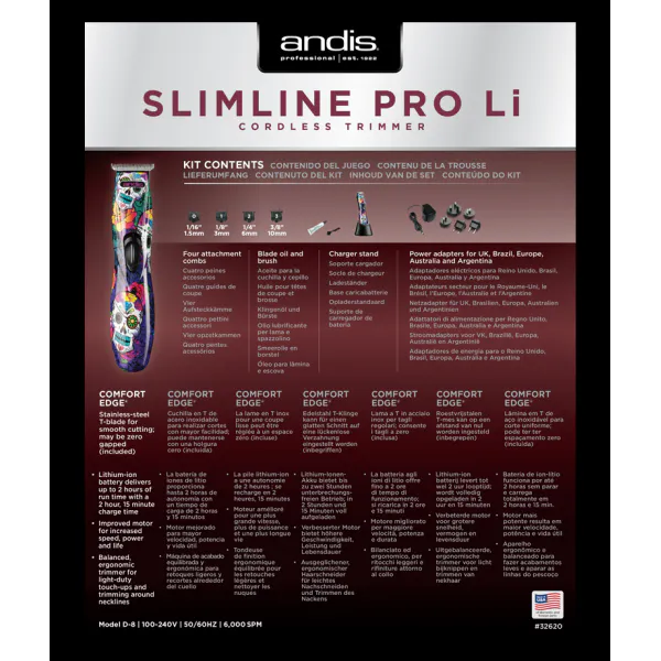 Andis Slimline Pro Li T-Blade - Skull Design - Bild 5