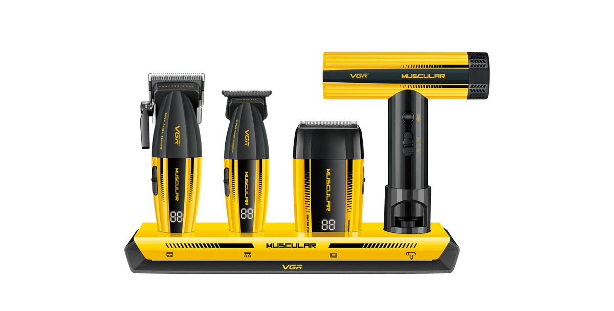 VGR V-285 S4 – professionelles Barber-Set 4 in 1 mit Haarschneidemaschine, Trimmer, Rasierer und Haartrockner